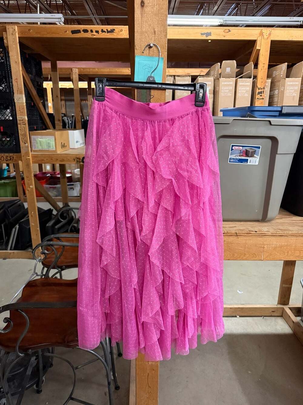 Sincerely Jules Ruffled Tulle Skirt Size M Pink Midi Layered